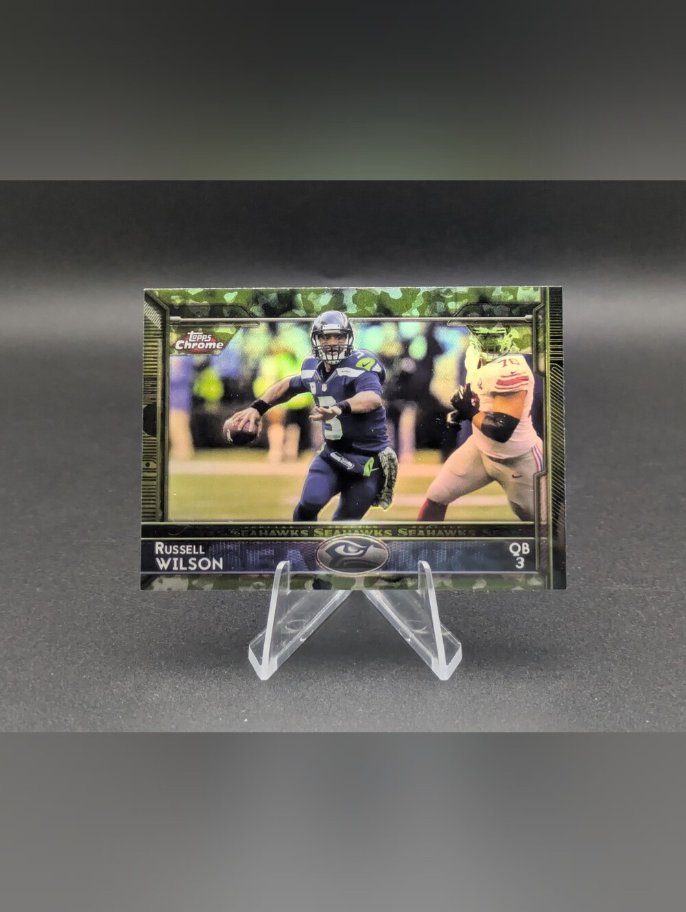 2015 Topps Chrome Mini /99 Camo STS Refractor Russell Wilson #15 Seahawks Star